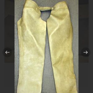 Leather Motorcycle Chaps Heavy Duty EUC Large Tan